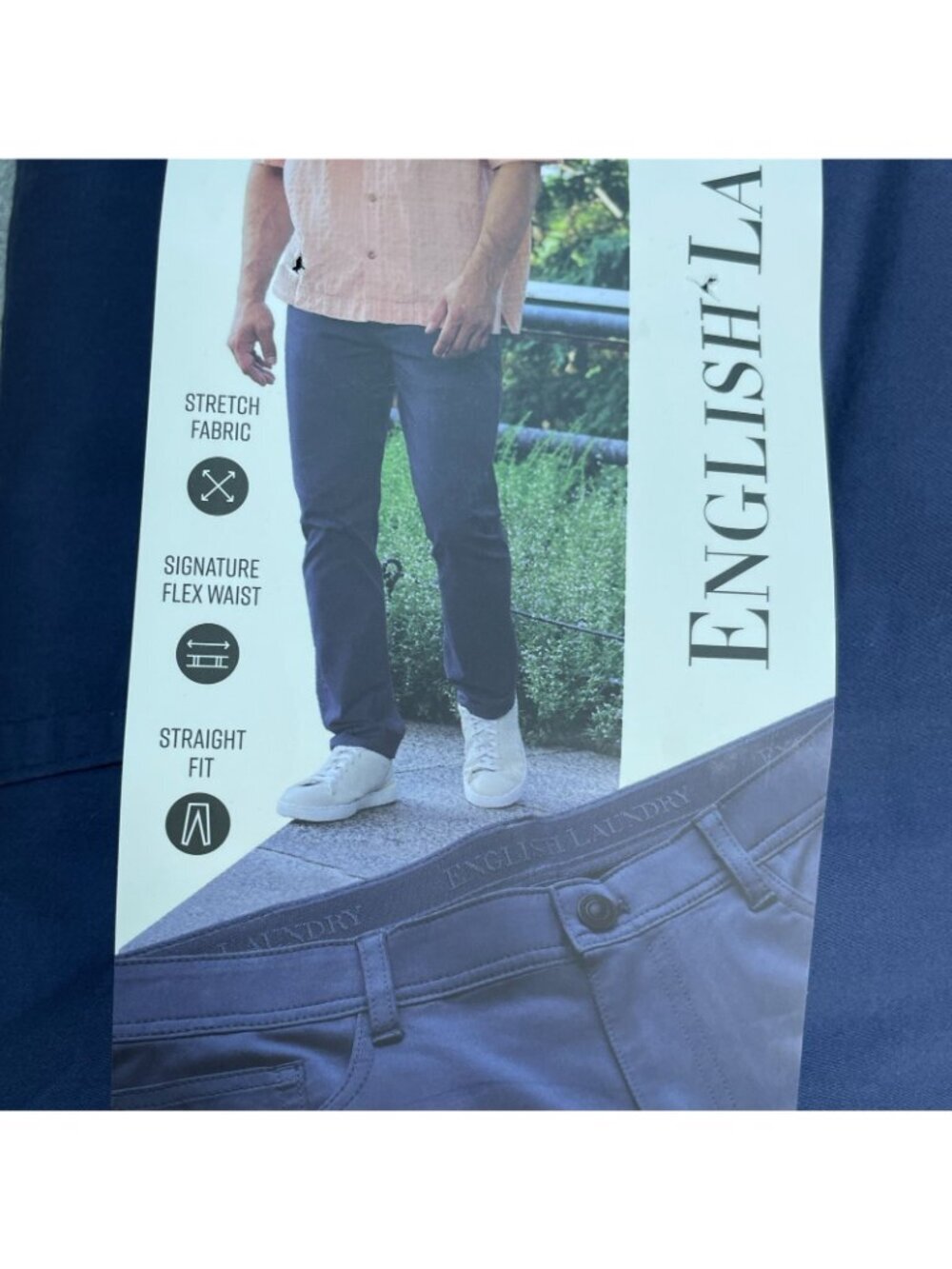 NWT English Laundry Men's 32x32 5-Pocket Straight Fit Pants Stretch Fabric Navy - Picture 8 of 11